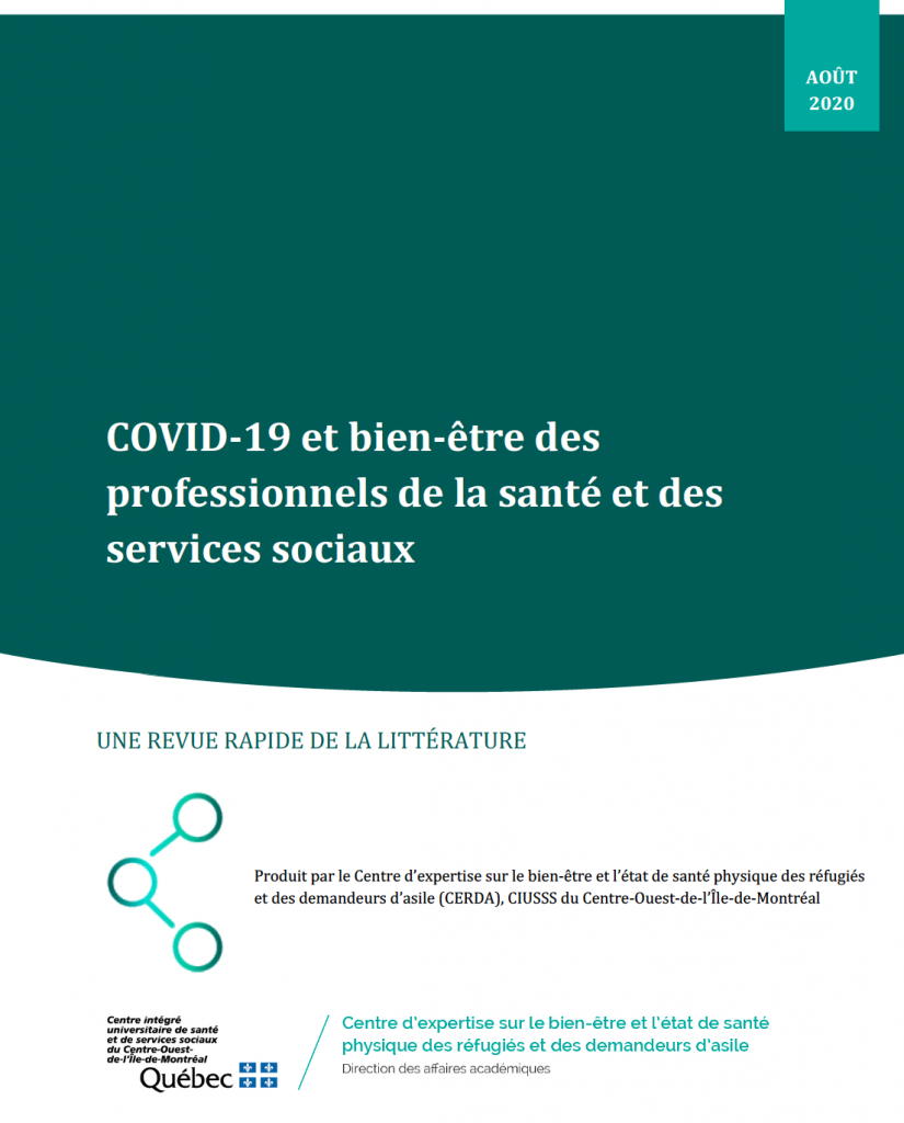 COVID-19 et bien-être des professionnels de la santé et des services sociaux