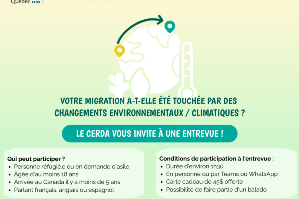 Entrevues sur la migration climatique : recrutement de participant·e·s