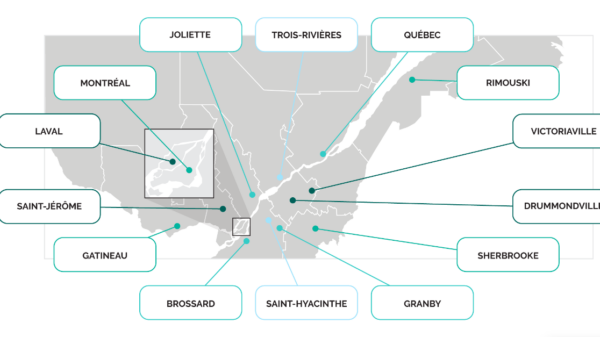 Carte des 14 équipes offrant le bilan du bien-être et de la santé physique